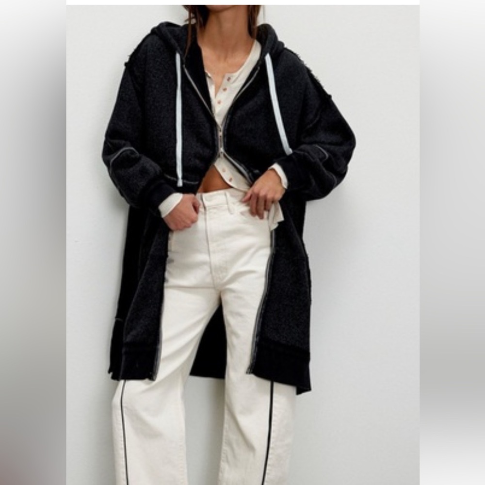 Free people We the free long line Cardi  in washed Black combo NWOT
